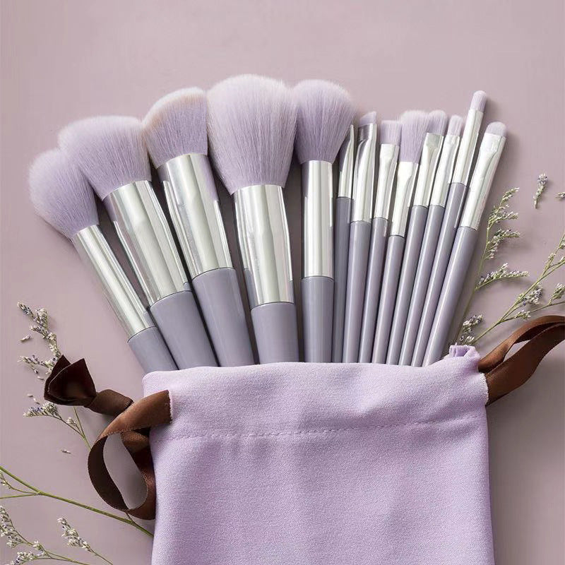 13-Piece Synthetic Makeup Brush Set with Velvet Pouch — QIUOLA | qiuola.com