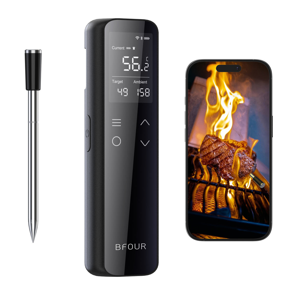 Wireless Food Thermometer with Bluetooth & WiFi Monitoring