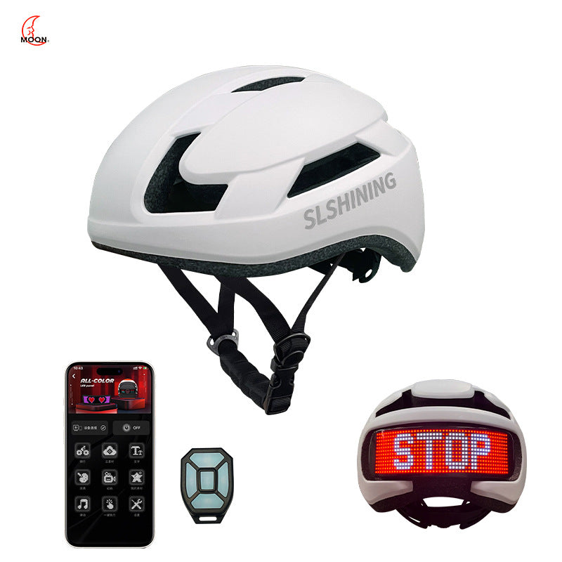 Bluetooth Cycling Helmet with Rear LED Display – Black or White