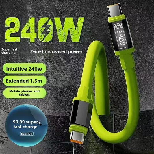 Matcha Green Silicone Charging Cable with Digital Display