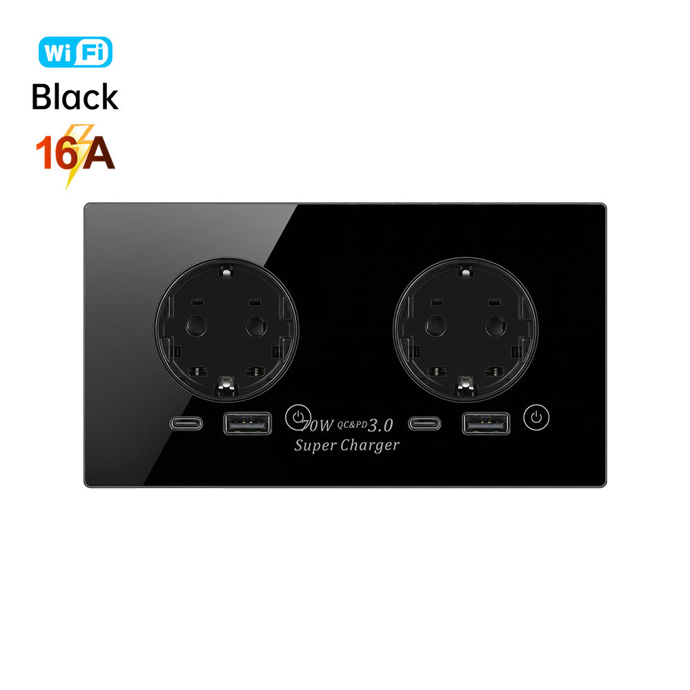 Tuya Wi-Fi EU Dual Wall Socket with USB-C & USB Charging