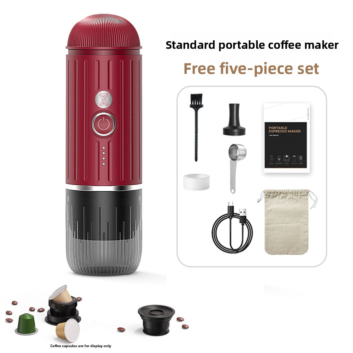 Portable Self-Heating Coffee Maker for Grounds & Capsules