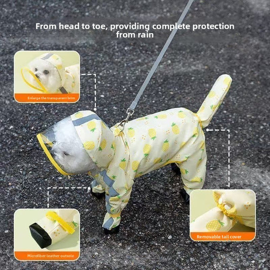 Four-Leg Dog Raincoat in Pineapple & Strawberry Designs — QIUOLA | qiuola.com