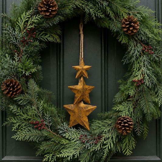 Vintage-Style Metal Star Christmas Ornaments – Set of 3 — QIUOLA | qiuola.com
