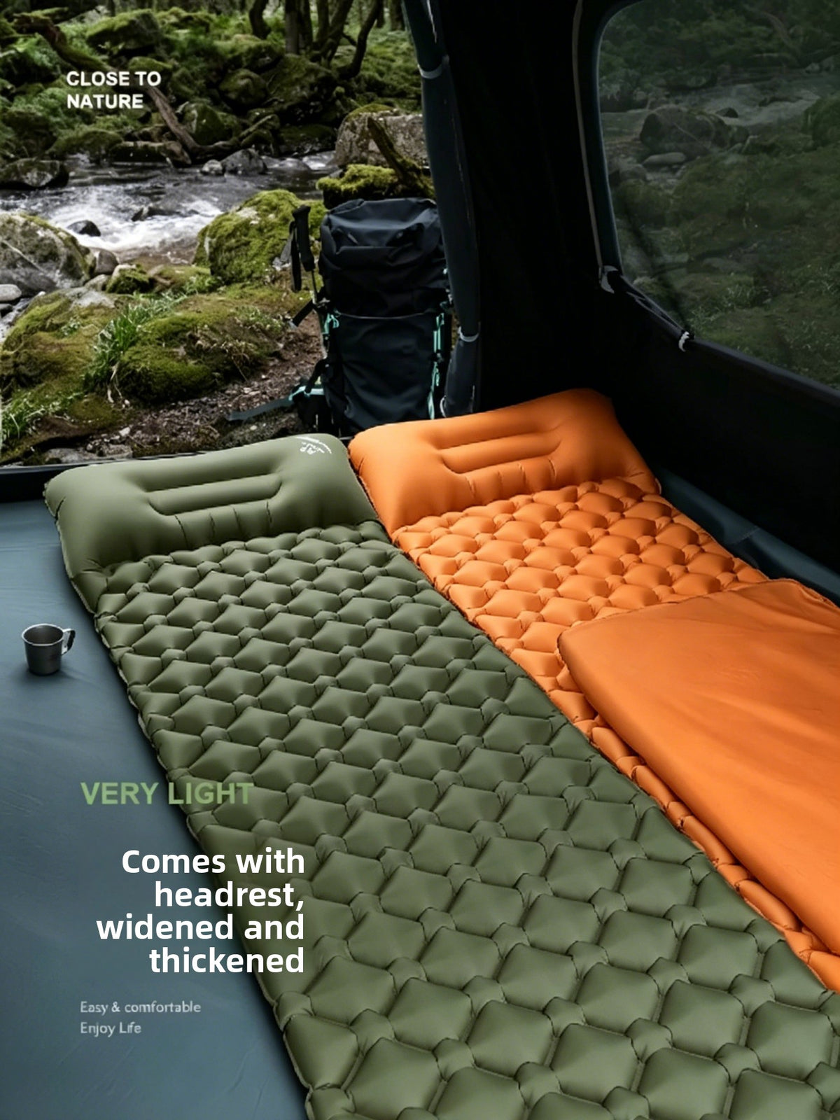Inflatable Camping Sleeping Mat – Foot-Pump & Pump Options