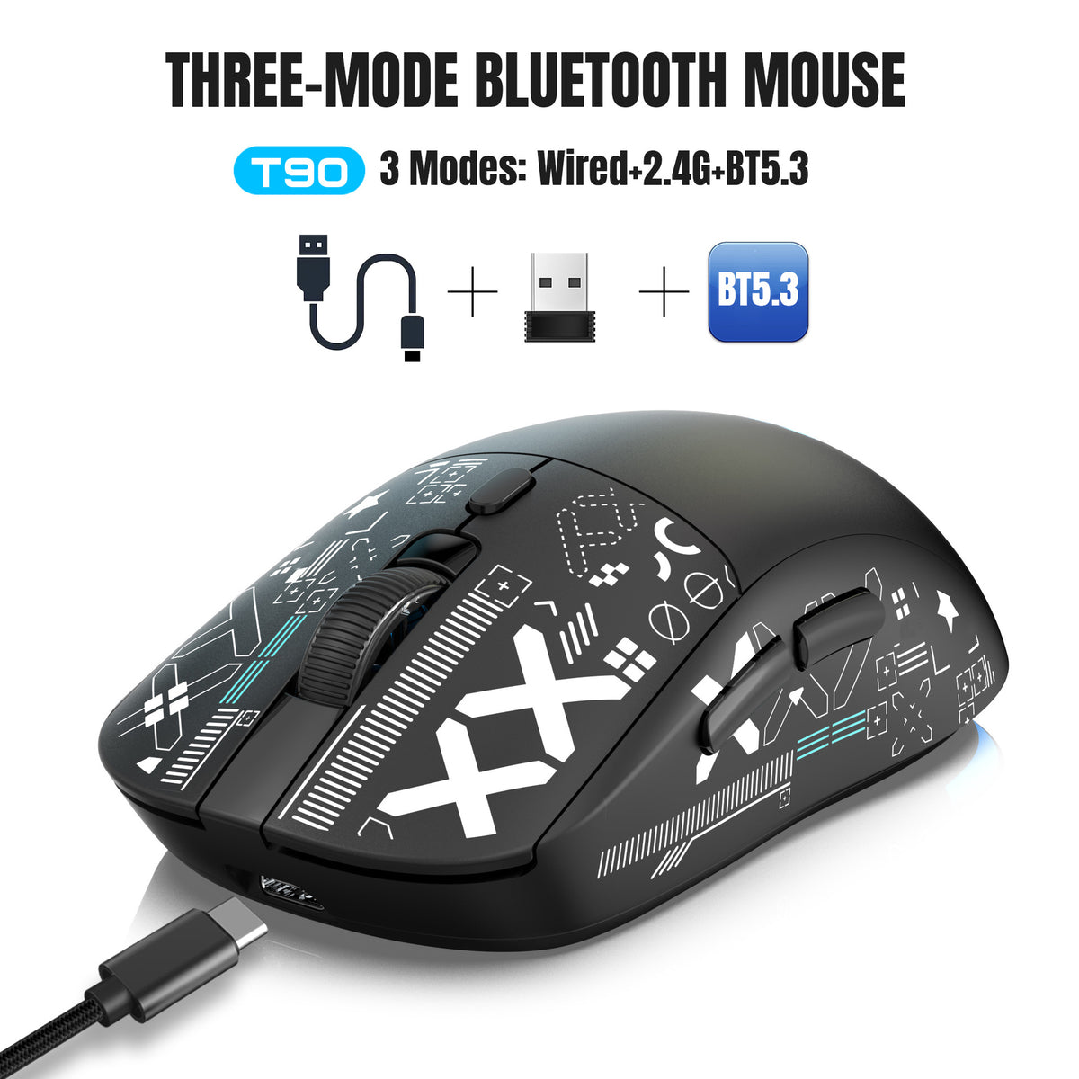 Tri-Mode Rechargeable RGB Gaming Mouse – 3600 DPI