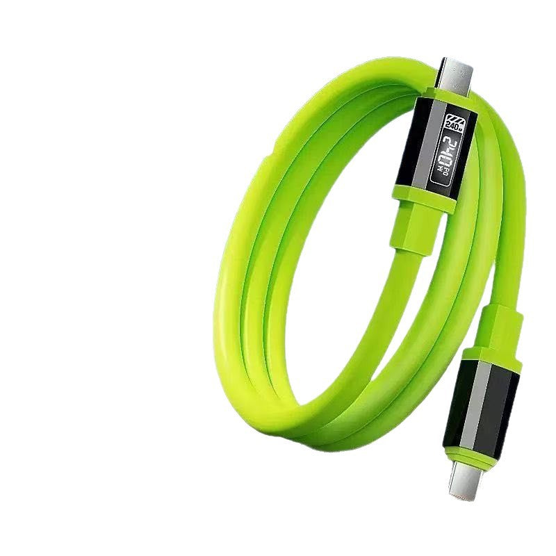 Matcha Green Silicone Charging Cable with Digital Display