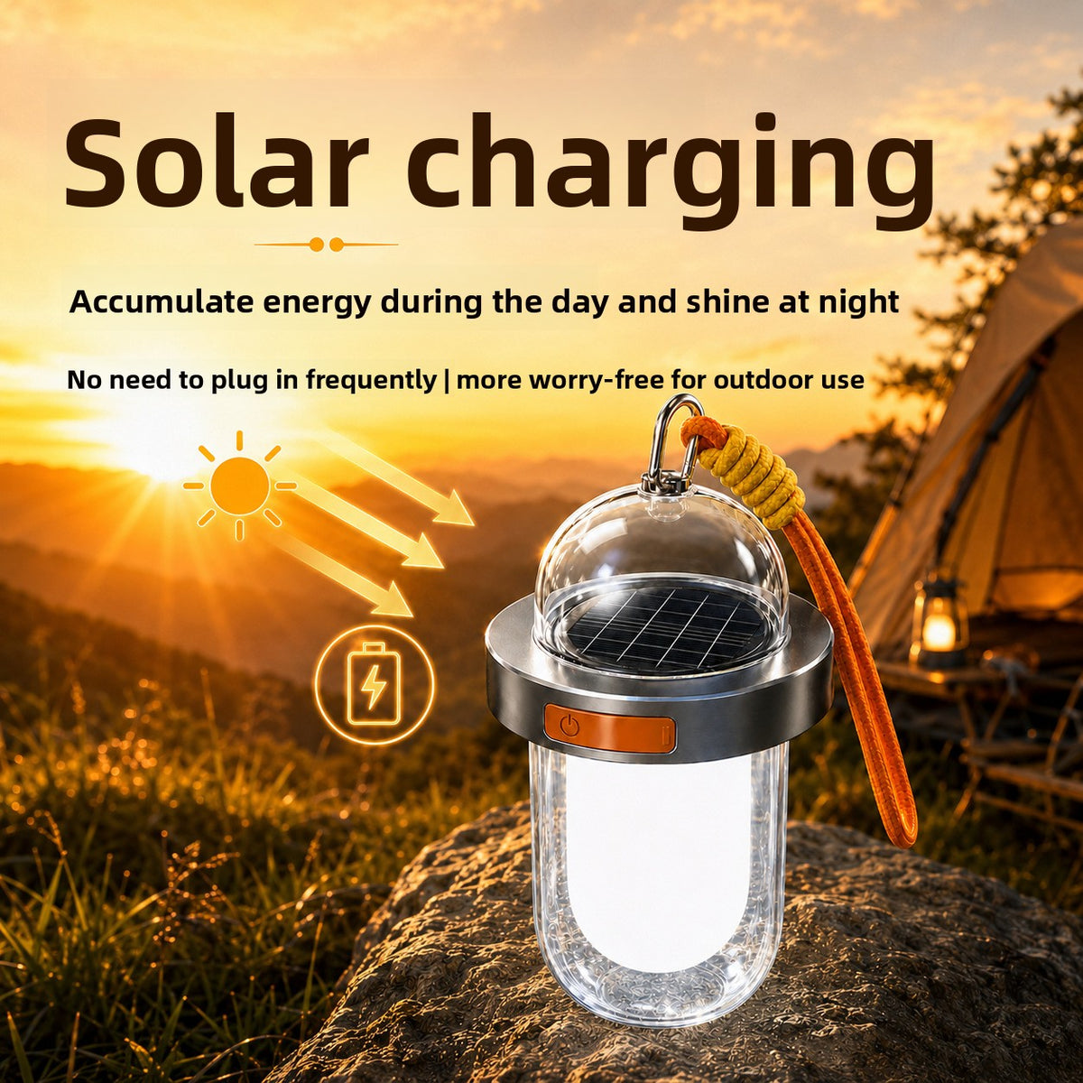 Portable Solar Camping Light with 3-Level Dimming