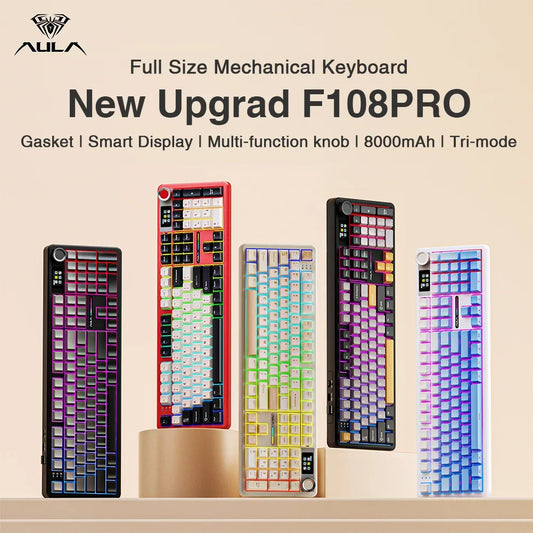AULA F108PRO Tri-Mode Mechanical Keyboard with Smart Display
