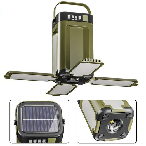Lanterne de camping solaire et rechargeable par USB-C LY24 avec panneaux pliables