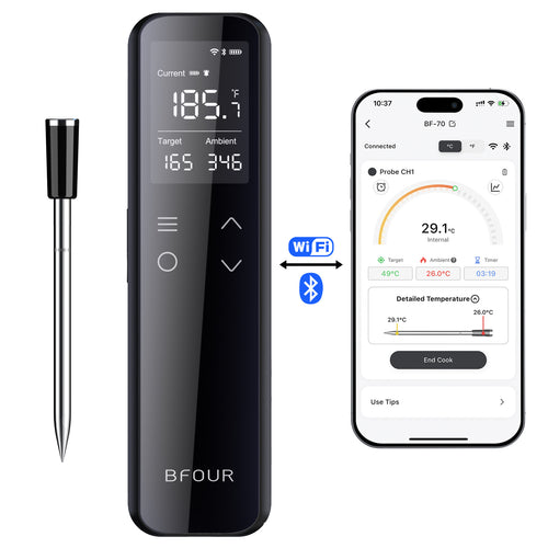 Wireless Food Thermometer with Bluetooth & WiFi Monitoring