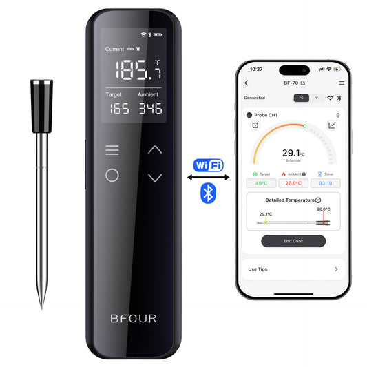 Wireless Food Thermometer with Bluetooth & WiFi Monitoring