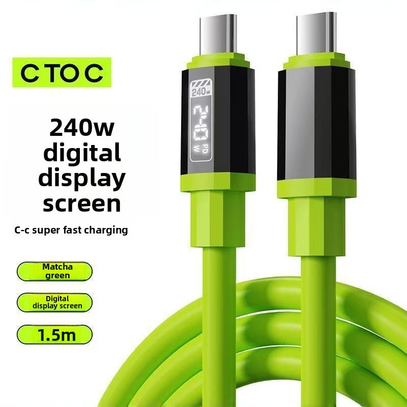Matcha Green Silicone Charging Cable with Digital Display