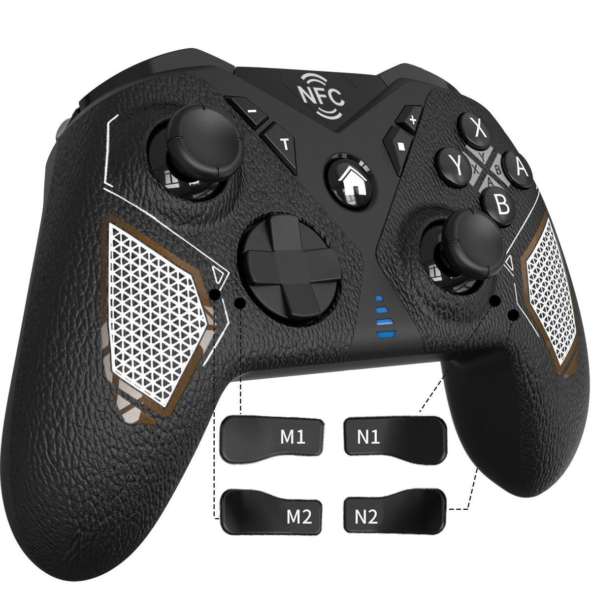 Wireless RGB Gaming Controller with Macro & Vibration – Black