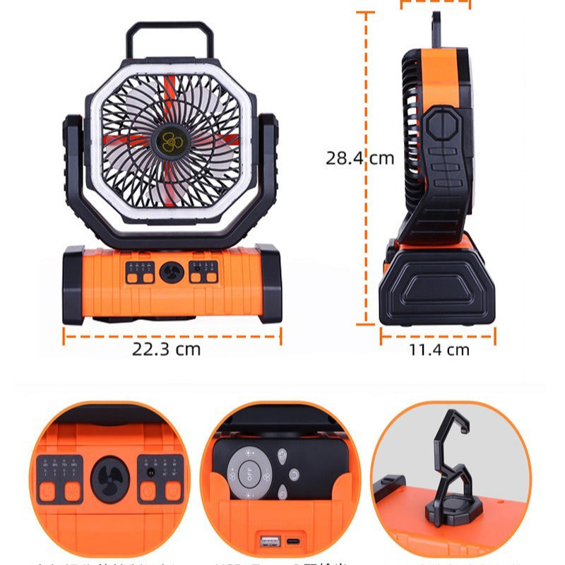 USB Rechargeable Folding Camping Fan with Oscillation