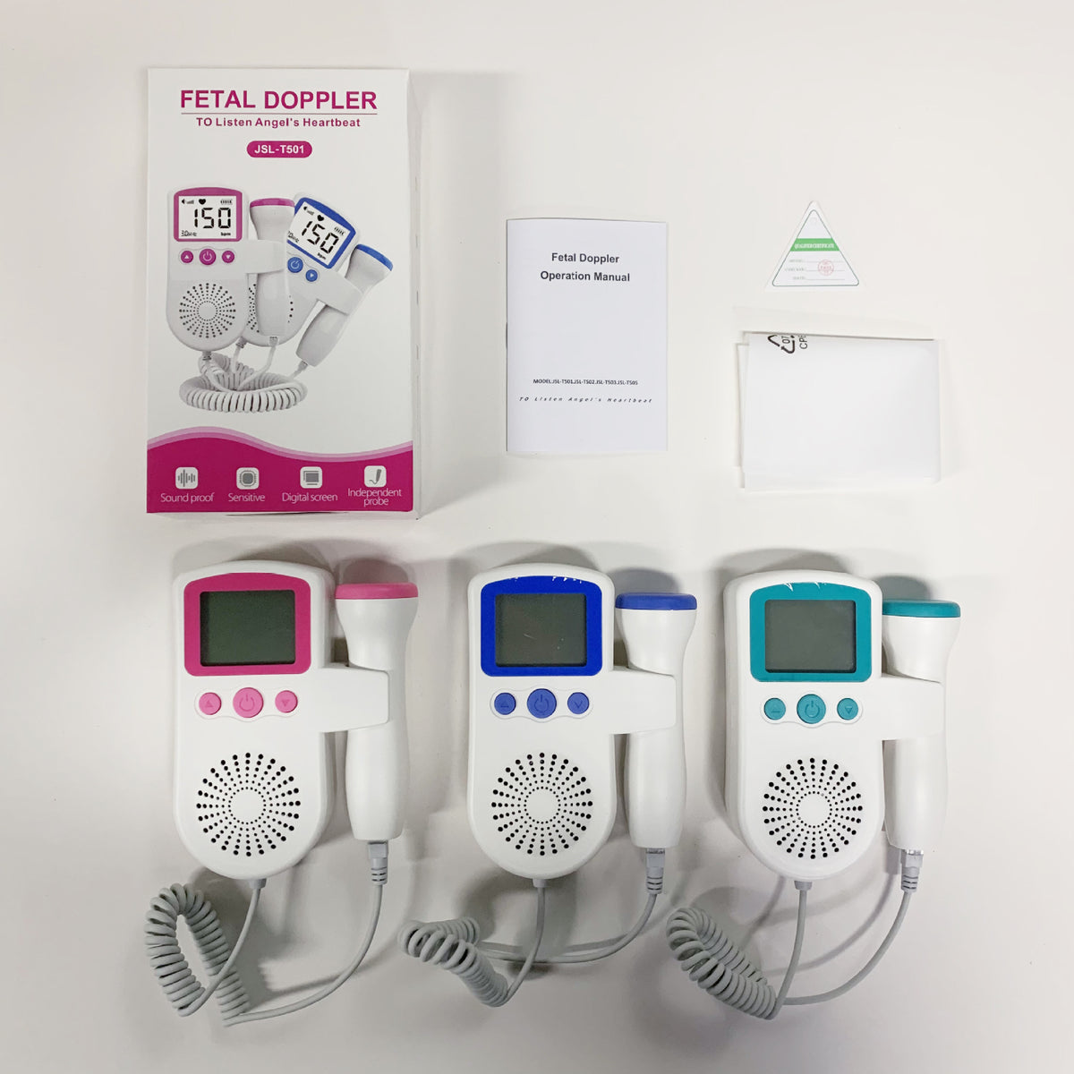 JSL-T501 Fetal Doppler – Pink, Blue or Green / Gel Option