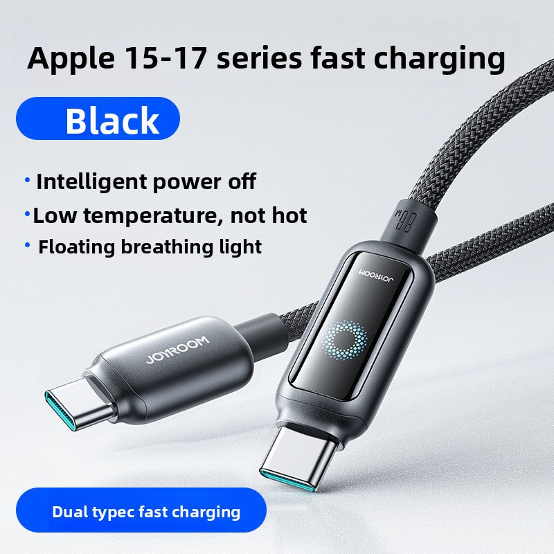 Smart Power-Off Braided Charging Cable with Indicator Light – 1.2m
