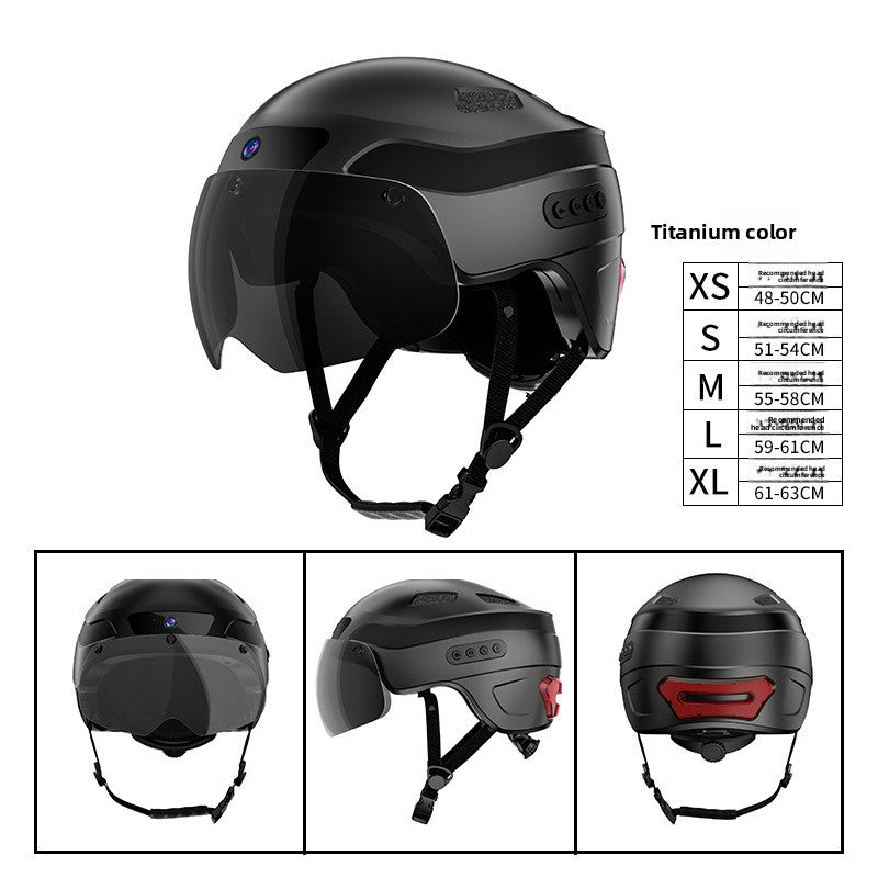 Bluetooth Cycling Helmet with Built-In Camera – Titanium, L