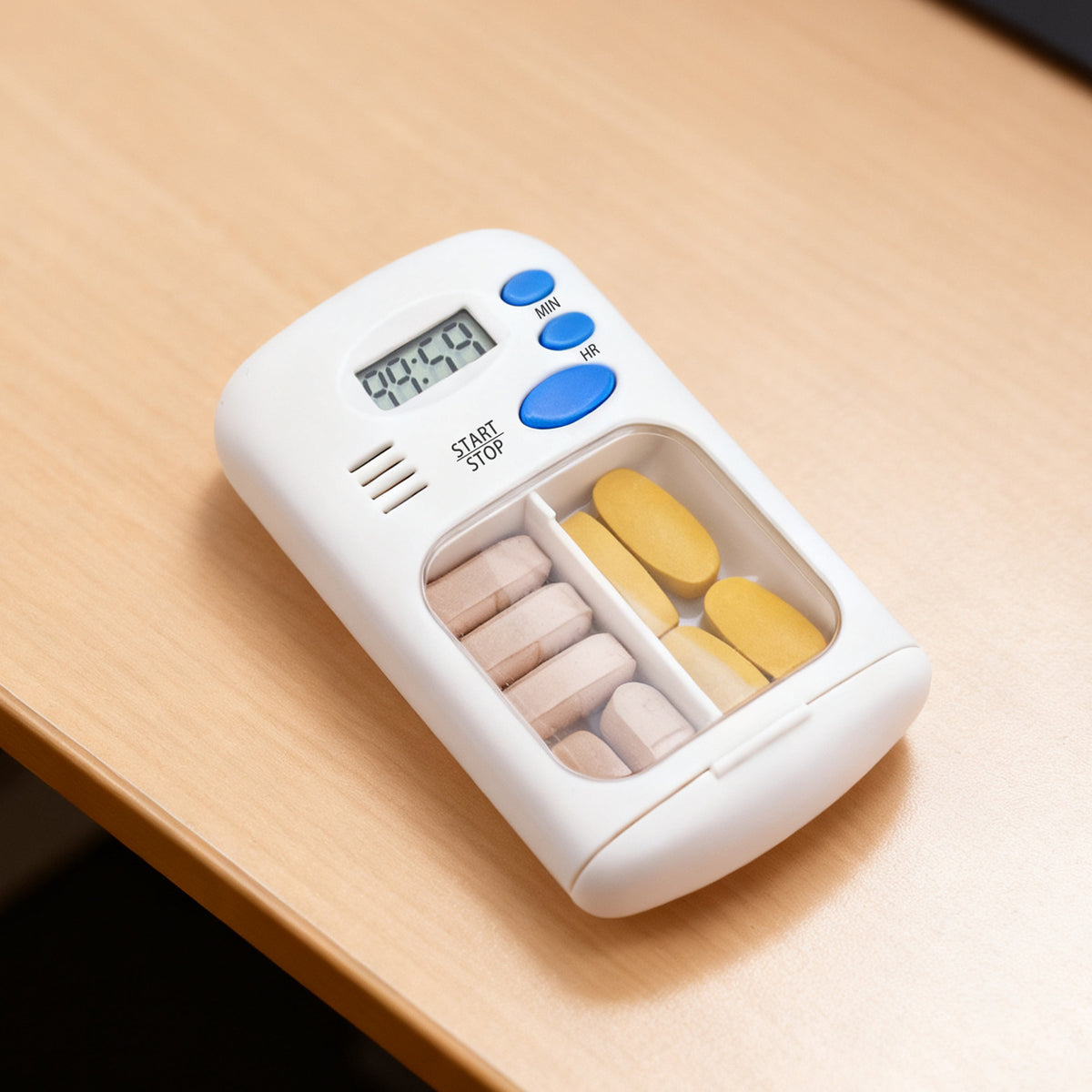 Portable Pill Organiser with Timer Reminder – White