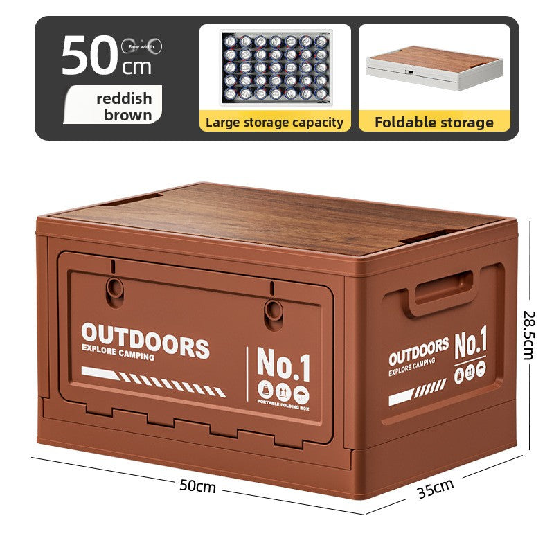 Foldable Side-Opening Camping Storage Box – Optional Wooden Top