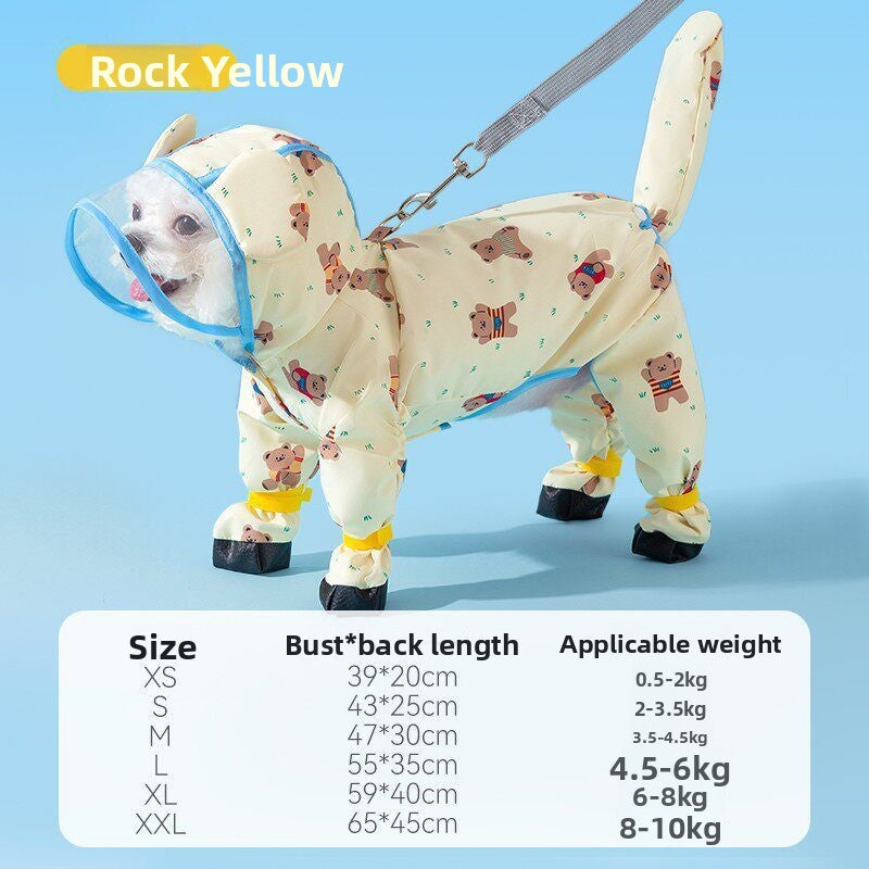 Lightweight Four-Leg Dog Raincoat | XS–XXL