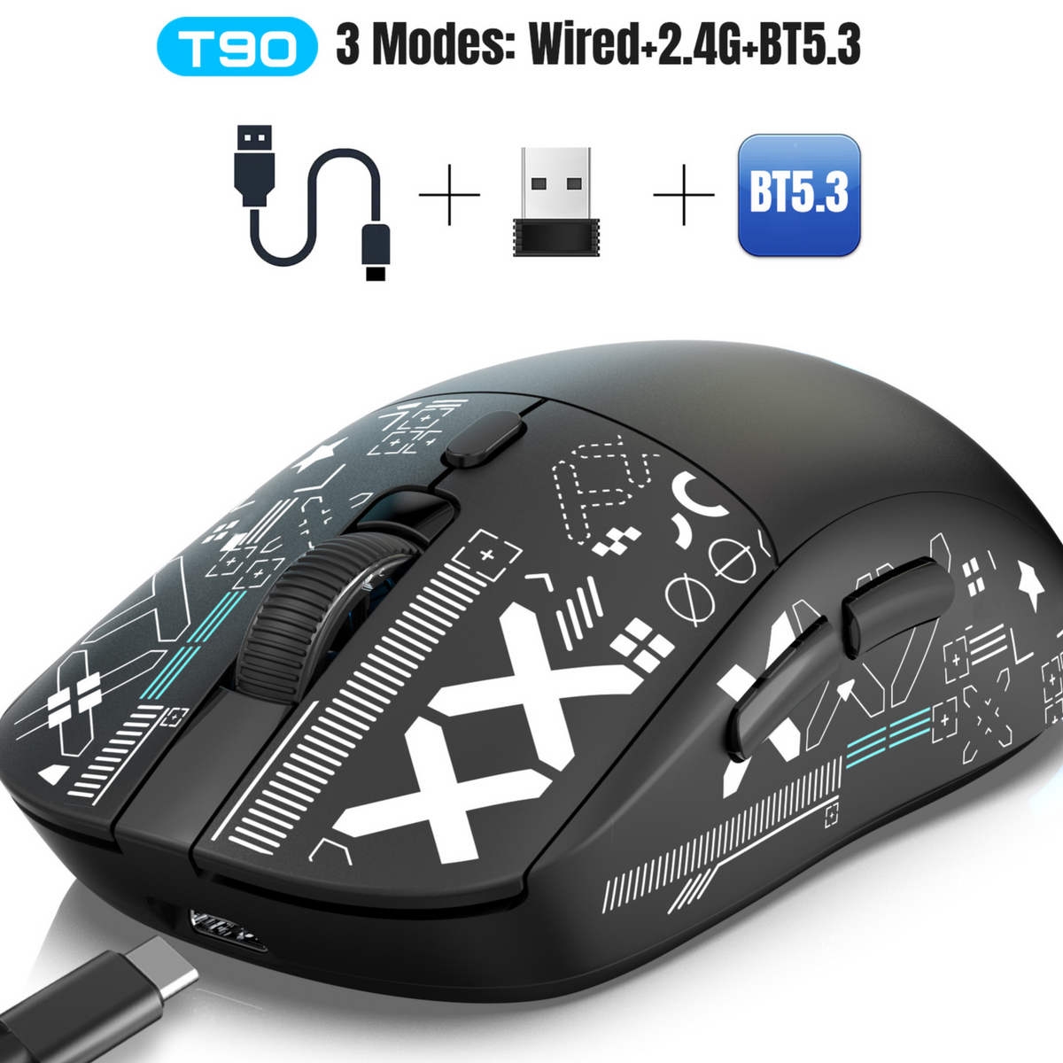 Tri-Mode Rechargeable RGB Gaming Mouse – 3600 DPI