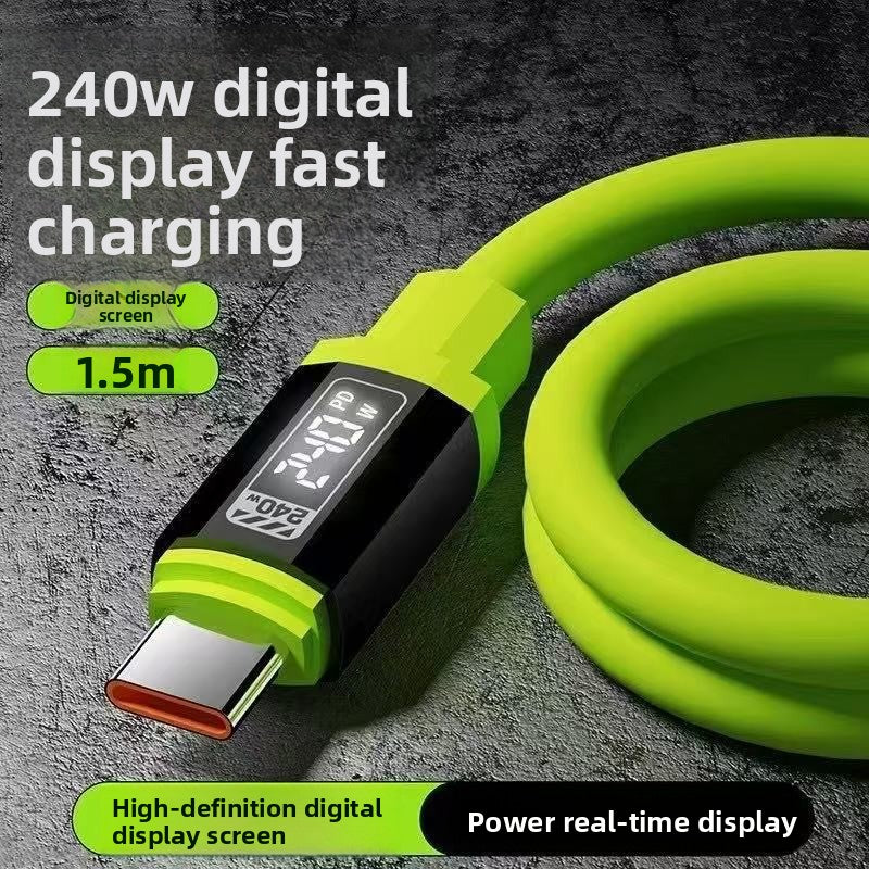 Matcha Green Silicone Charging Cable with Digital Display