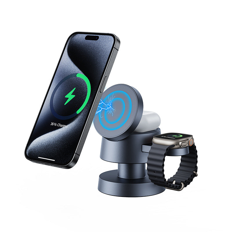 3-in-1 Magnetic Wireless Charging Station with Night Light — QIUOLA | qiuola.com