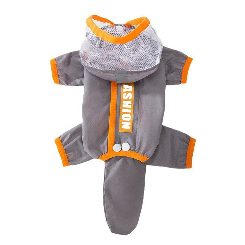Four-Leg Dog Raincoat with Transparent Tail Cover
