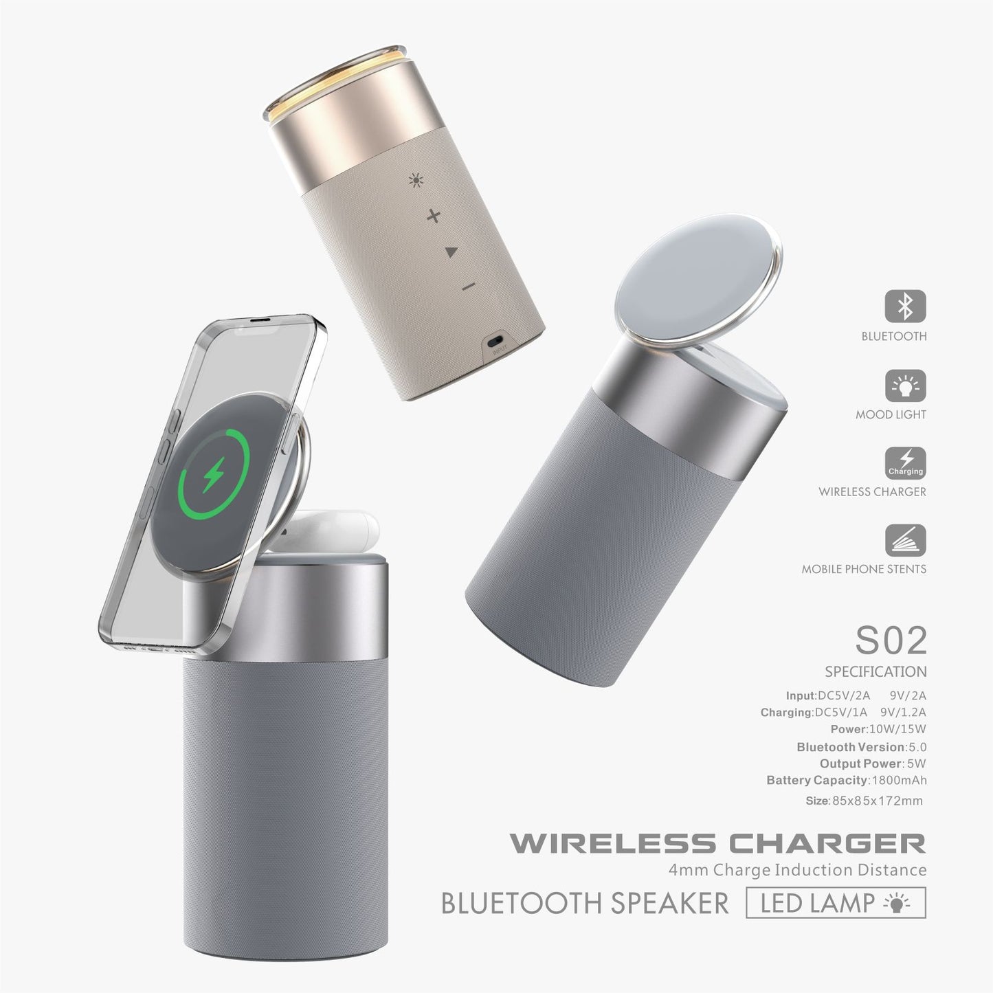 Glow Station 3-in-1 Wireless Charger Speaker & Lamp