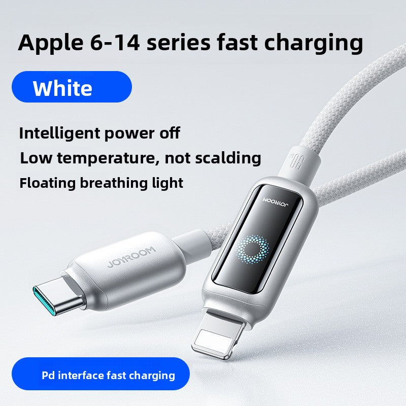 Smart Power-Off Braided Charging Cable with Indicator Light – 1.2m