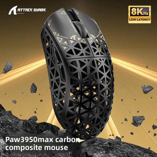 Souris gaming en fibre de carbone ATTACK SHARK R5 Ultra à triple mode