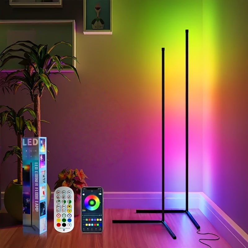 142cm LED Corner Floor Lamp – RGBIC & Smart Control Options