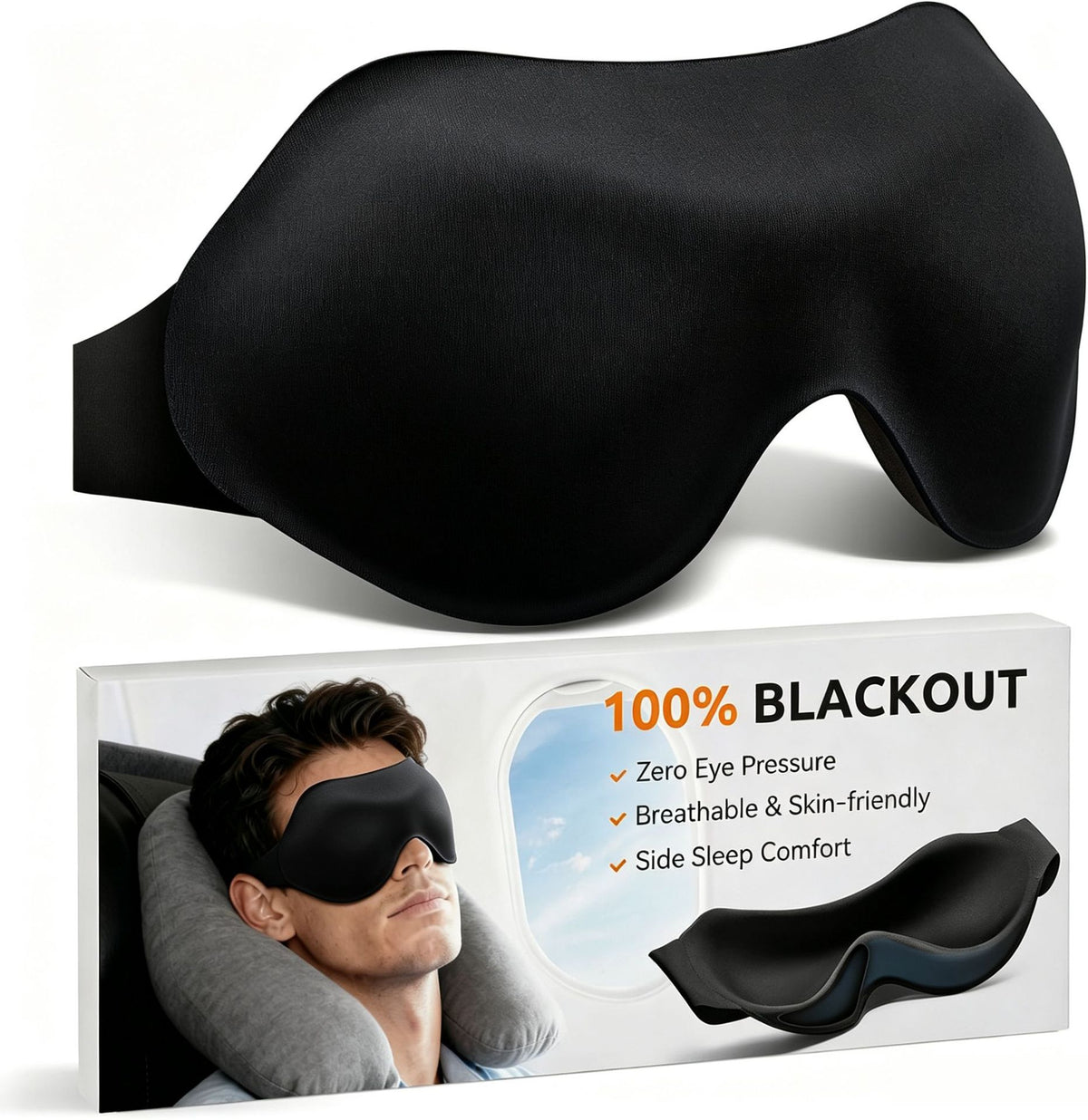 3D Memory Foam Sleep Mask with Breathable Ice Silk — QIUOLA | qiuola.com