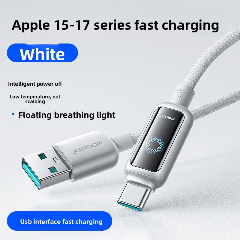 Smart Power-Off Braided Charging Cable with Indicator Light – 1.2m