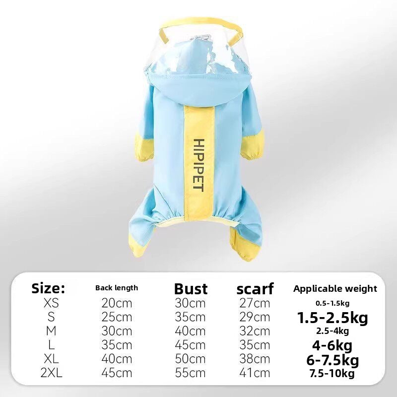 Lightweight Four-Leg Dog Raincoat | XS–XXL