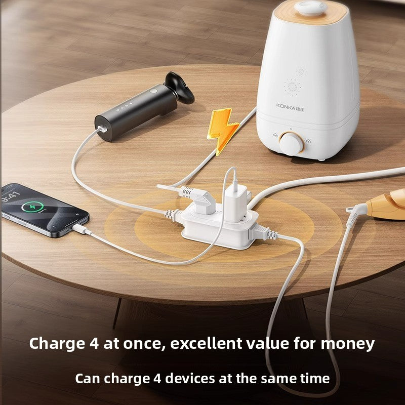 Compact 4-Outlet Power Strip with 1.3m Cord