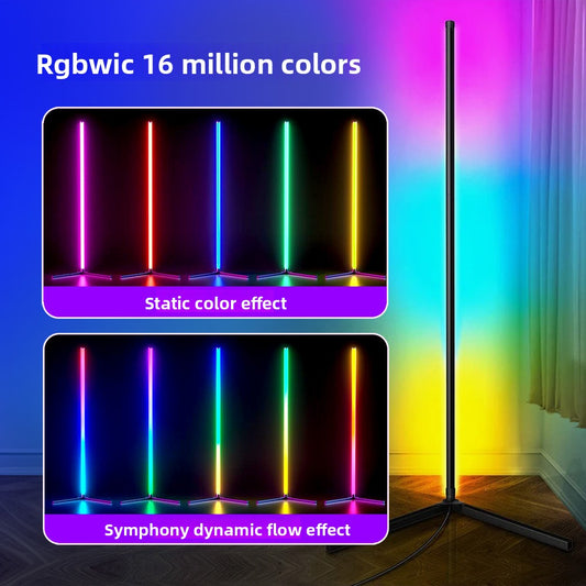 142cm LED Corner Floor Lamp – RGBIC & Smart Control Options