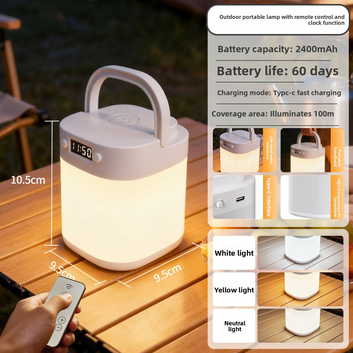 Rechargeable LED Camping Lantern – Clock & Remote Options