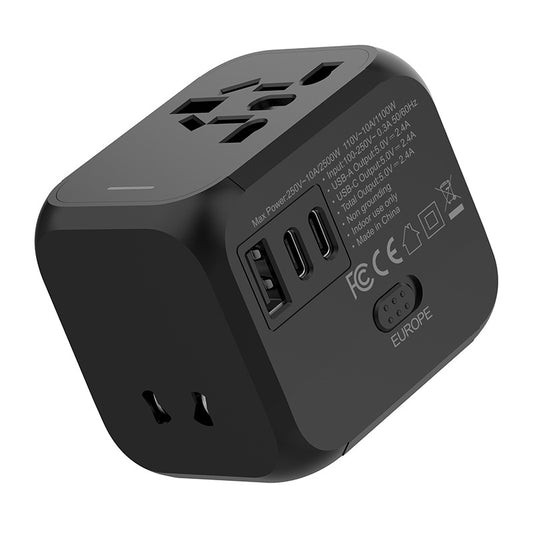 Universal Travel Adapter with 2 USB-C & 1 USB-A Ports