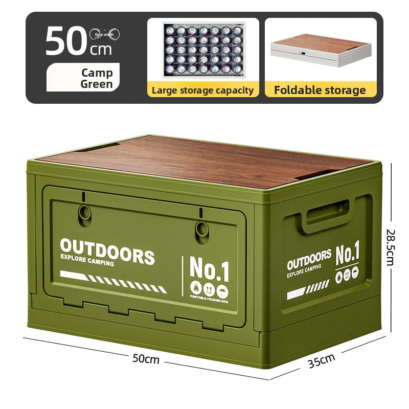 Foldable Side-Opening Camping Storage Box – Optional Wooden Top