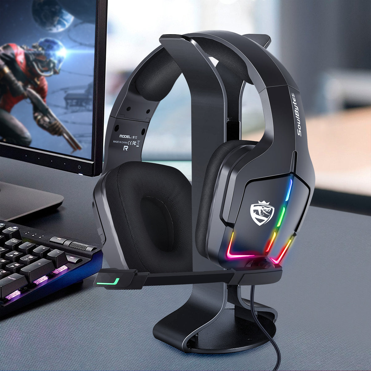 S12 Wired RGB Gaming Headset with 50mm Drivers & Microphone