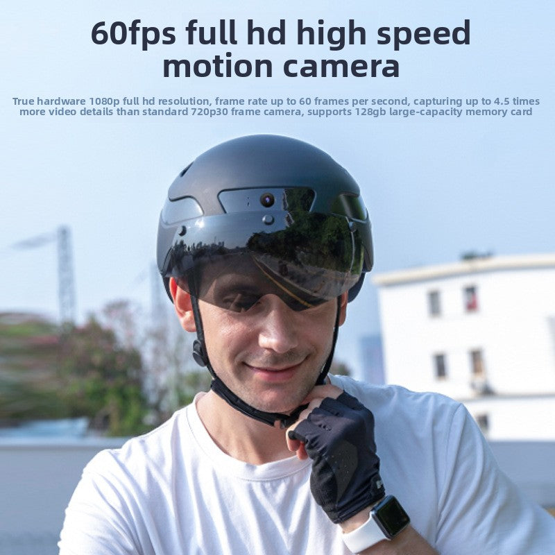 Bluetooth Cycling Helmet with Built-In Camera – Titanium, L