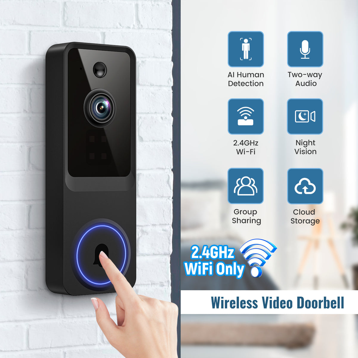 1080p Wi-Fi Video Doorbell with Night Vision & Two-Way Audio
