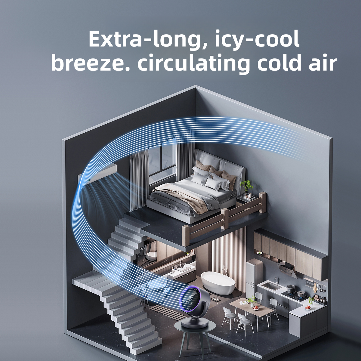 Rechargeable Oscillating Desktop Fan with Digital Display
