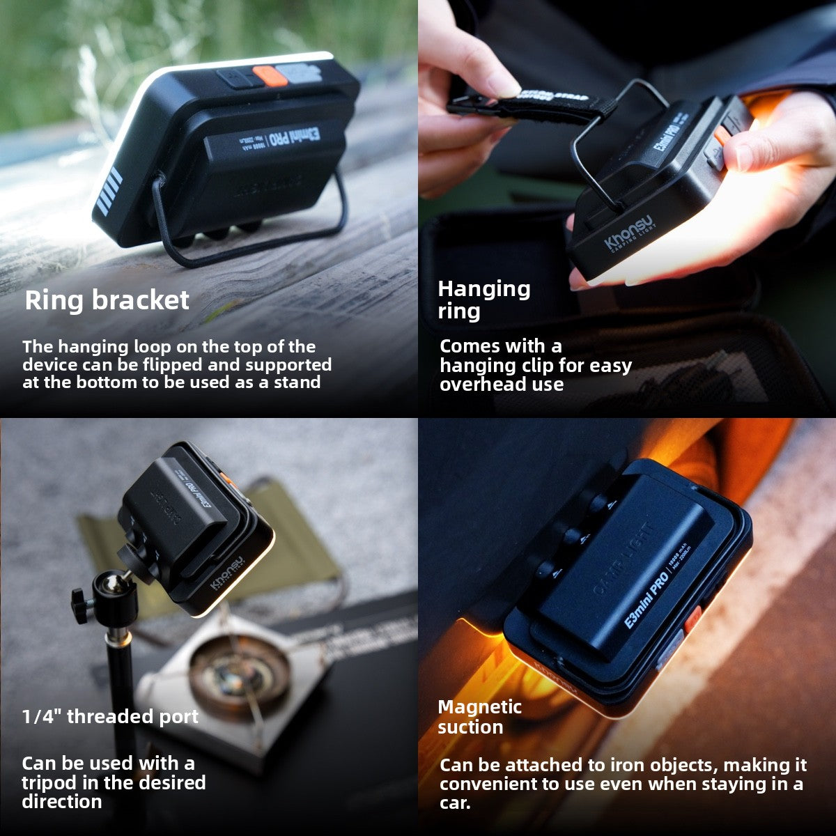Khonsu E3Mini Pro Camping Light with Stand & Hook