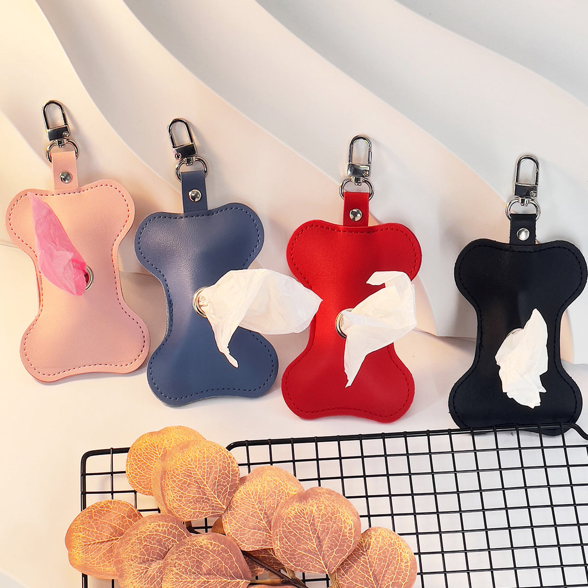 Bone-Shaped Dog Poop Bag Dispenser – PU Leather