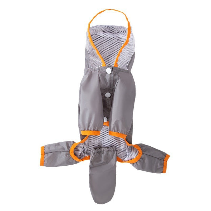 Four-Leg Dog Raincoat with Transparent Tail Cover