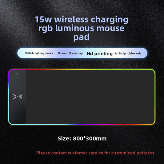 RGB Gaming Mouse Pad with 15W Wireless Charging – 800 × 300mm