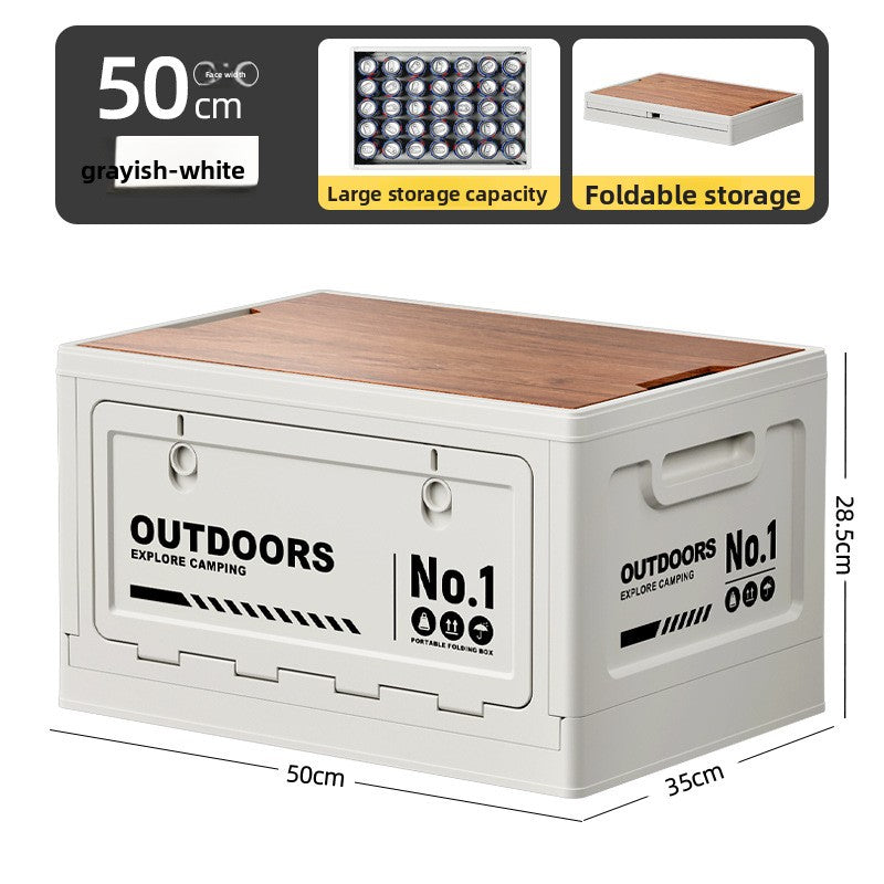 Foldable Side-Opening Camping Storage Box – Optional Wooden Top